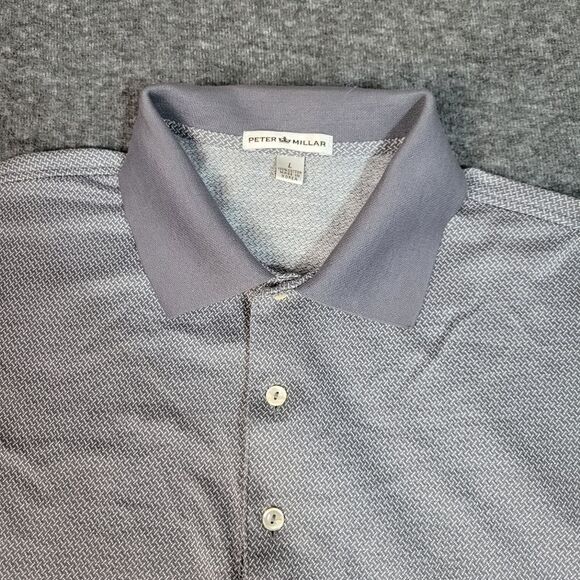 Vtg Peter Millar Crown Polo Golf Shirt Men M Gray Pattern Crosshatch 100% Cotton - Picture 3 of 12